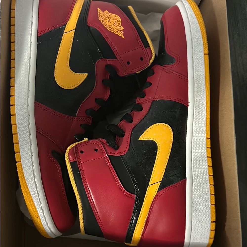 Air Jordan Red and Yellow High Tops